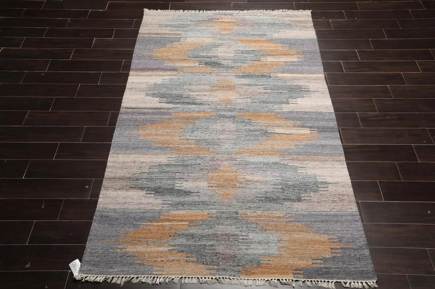 5' x 8' Indoor Outdoor  Hand Woven 100% Recycled PET Yarn Modern Kilim Area Rug Gray