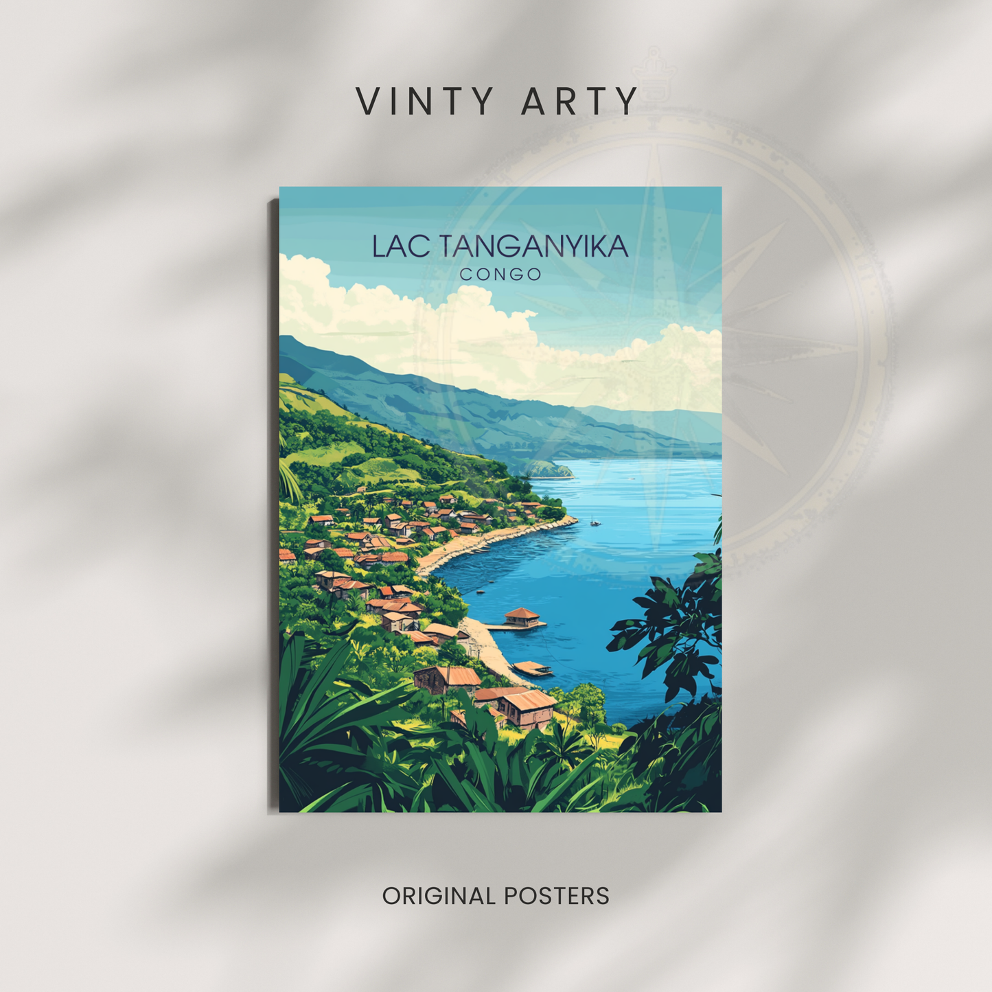 Affiche Lac Tanganyika | Impression Congo | Affiche Lac