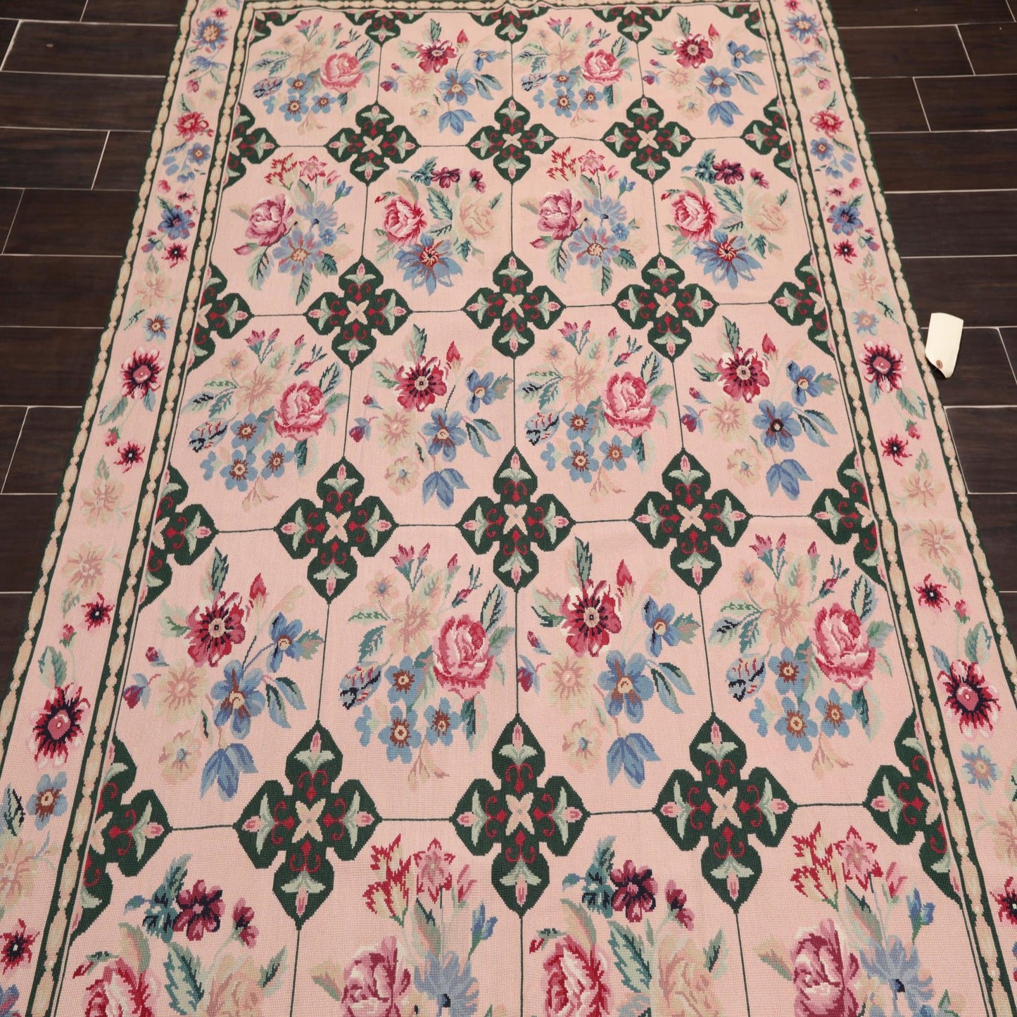 5'9" x 8'9" Hand Woven Traditional French Aubusson Needlepoint Area Rug Apricot